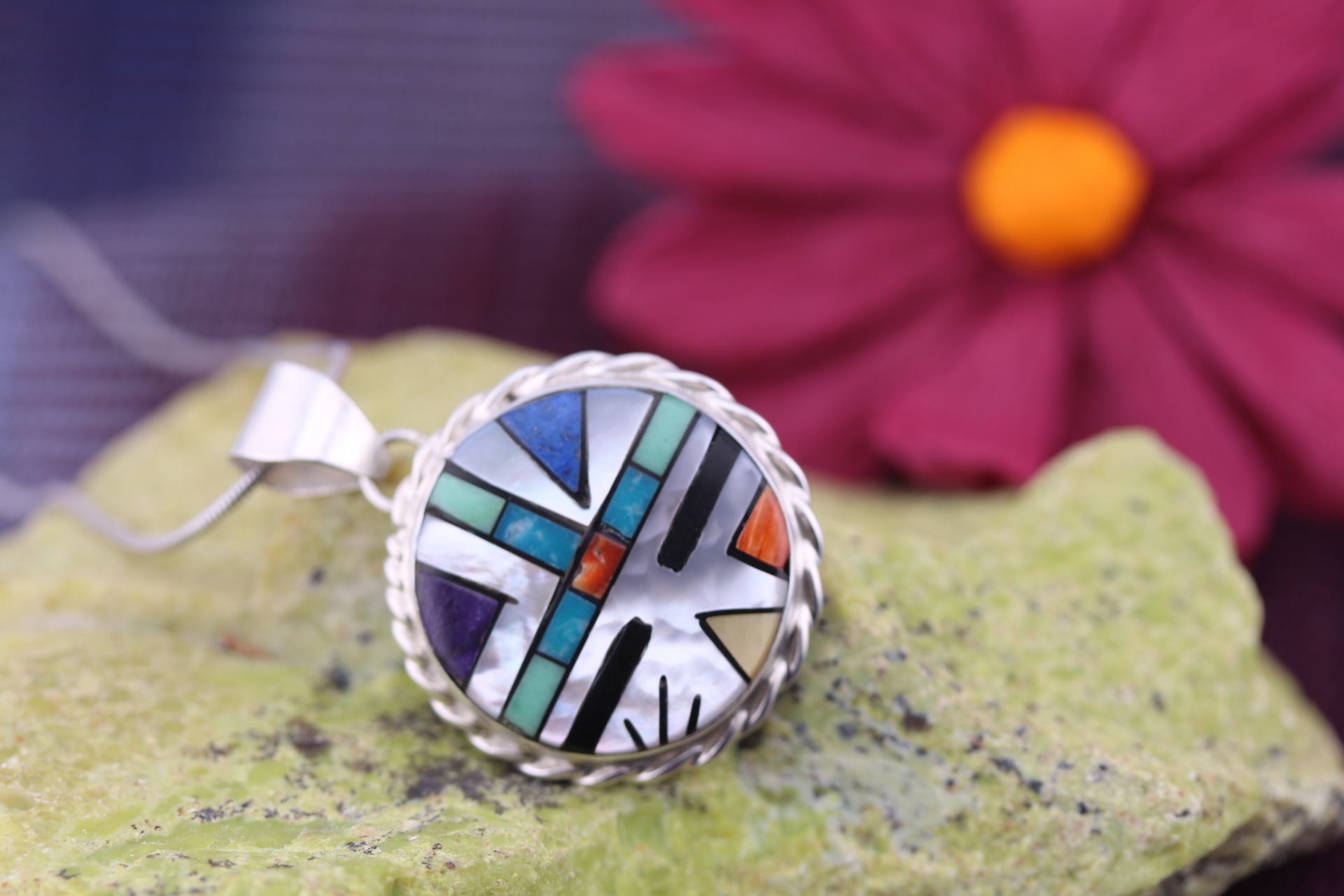 Handmade Pendant by Native American Zuni Pueblo Artist Bevis